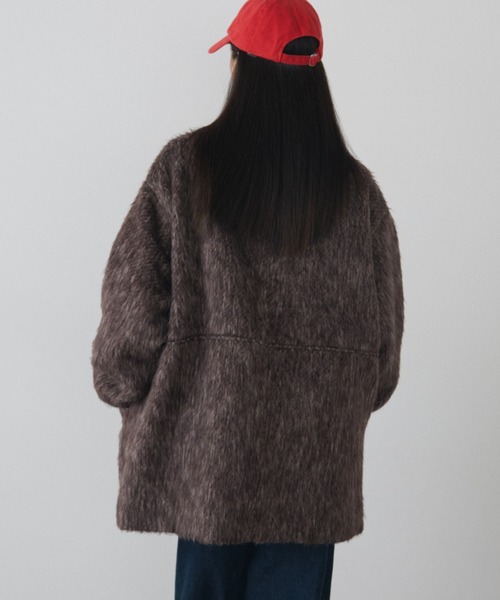 MERLOT（メルロー）の「シャギースタンドカラーミドルコート（その他アウター・レディース・ブラウン・FREE）」の9枚目の写真