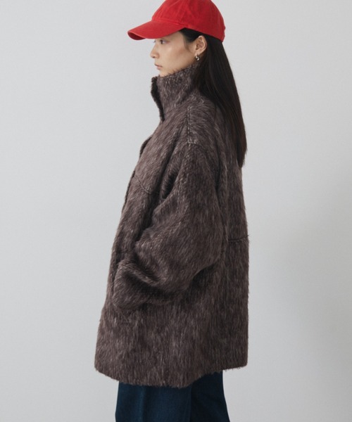 MERLOT（メルロー）の「シャギースタンドカラーミドルコート（その他アウター・レディース・ブラウン・FREE）」の7枚目の写真