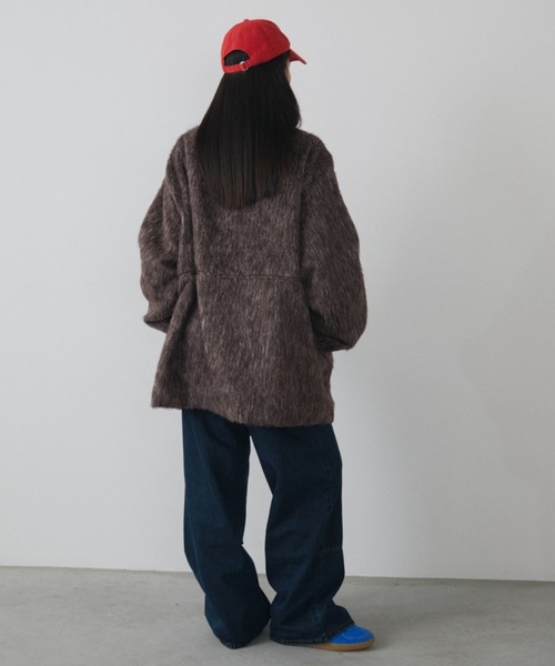 MERLOT（メルロー）の「シャギースタンドカラーミドルコート（その他アウター・レディース・ブラウン・FREE）」の13枚目の写真