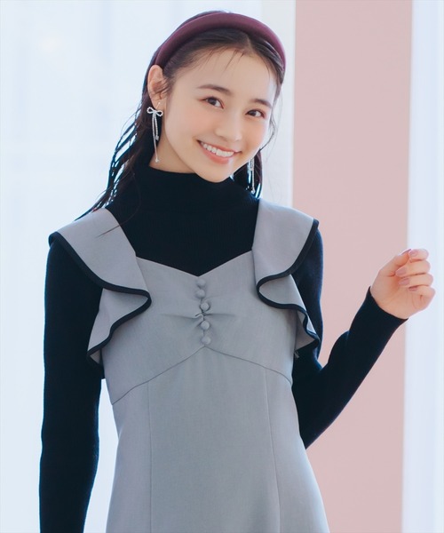 【新品】WILLSELECTION ジャンパースカート セール】パイピングフリルマーメイドジャンスカ（ジャンパー