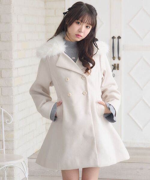 ems excite（エムズエキサイト）の「Fファー襟リボンコート（その他