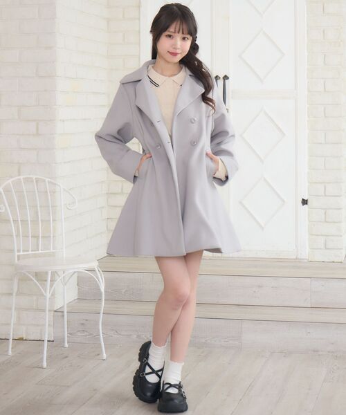 ems excite（エムズエキサイト）の「Fファー襟リボンコート（その他アウター・レディース・ナチュラル/ダークグレー/ライトグレー・FREE）」の14枚目の写真