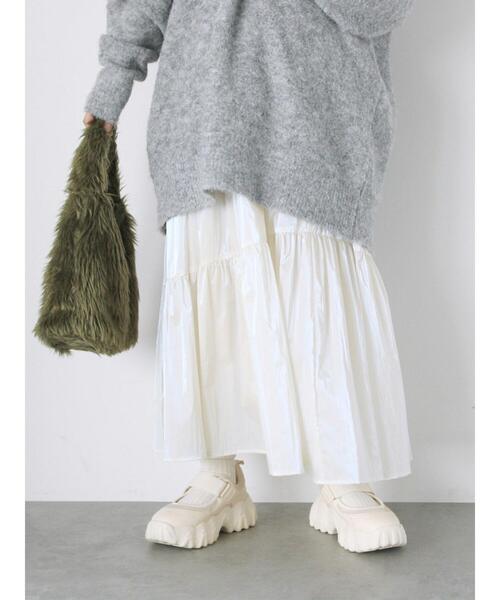 ehka sopo（エヘカソポ）の「オーロララメティアードスカート（スカート・レディース・キナリ/サックスブルー/シルバー・F）」の2枚目の写真