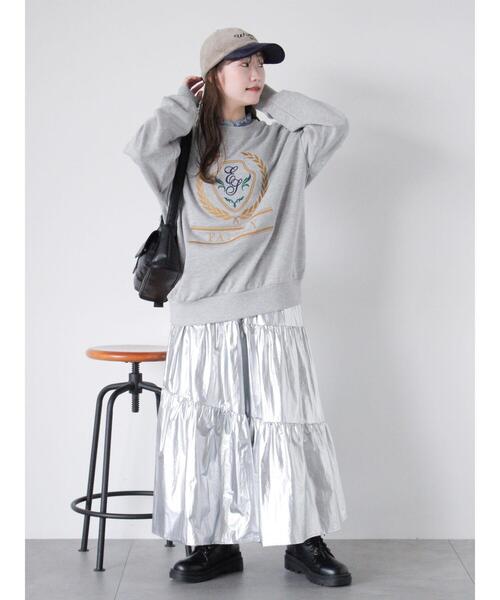 ehka sopo（エヘカソポ）の「オーロララメティアードスカート（スカート・レディース・キナリ/サックスブルー/シルバー・F）」の9枚目の写真