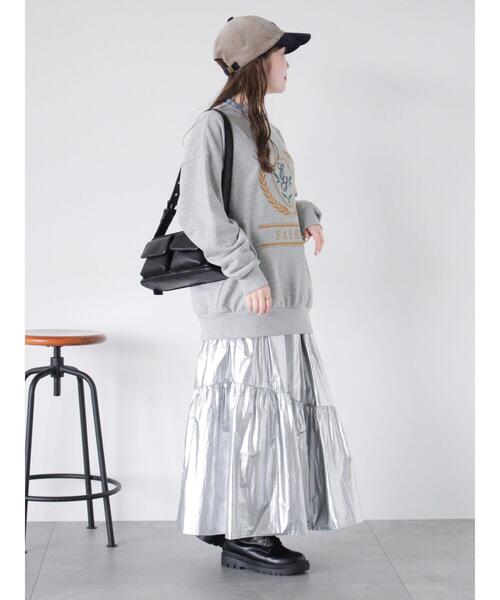 ehka sopo（エヘカソポ）の「オーロララメティアードスカート（スカート・レディース・キナリ/サックスブルー/シルバー・F）」の7枚目の写真