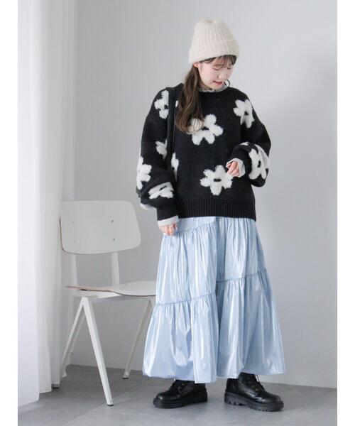 ehka sopo（エヘカソポ）の「オーロララメティアードスカート（スカート・レディース・キナリ/サックスブルー/シルバー・F）」の22枚目の写真