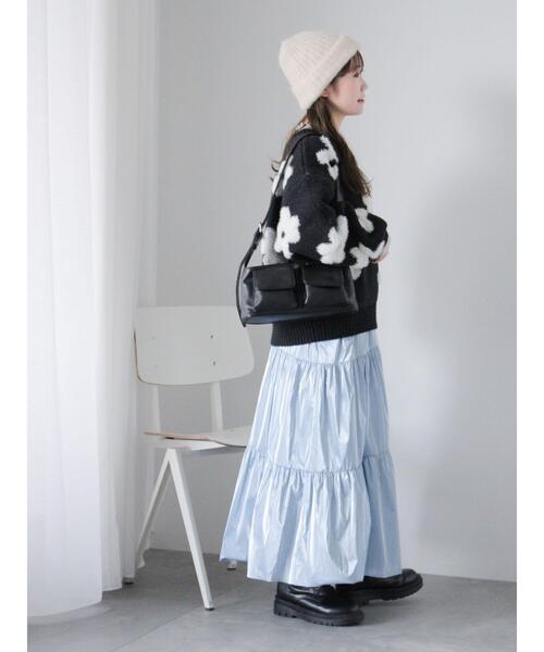 ehka sopo（エヘカソポ）の「オーロララメティアードスカート（スカート・レディース・キナリ/サックスブルー/シルバー・F）」の21枚目の写真