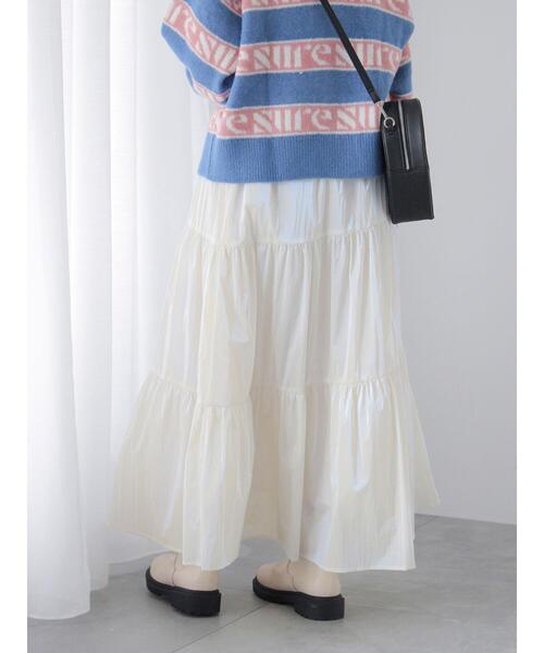 ehka sopo（エヘカソポ）の「オーロララメティアードスカート（スカート・レディース・キナリ/サックスブルー/シルバー・F）」の14枚目の写真