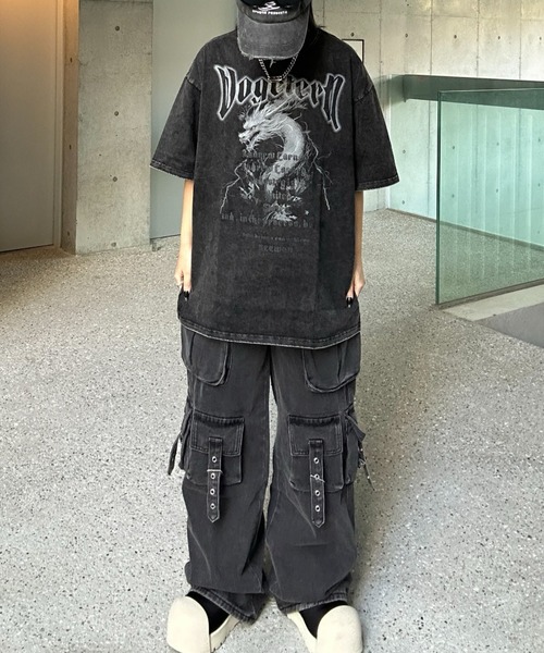 Ksg ワイドレッグベルトデザインデニム セール】ワイドレッグベルトデザインデニム（デニムパンツ