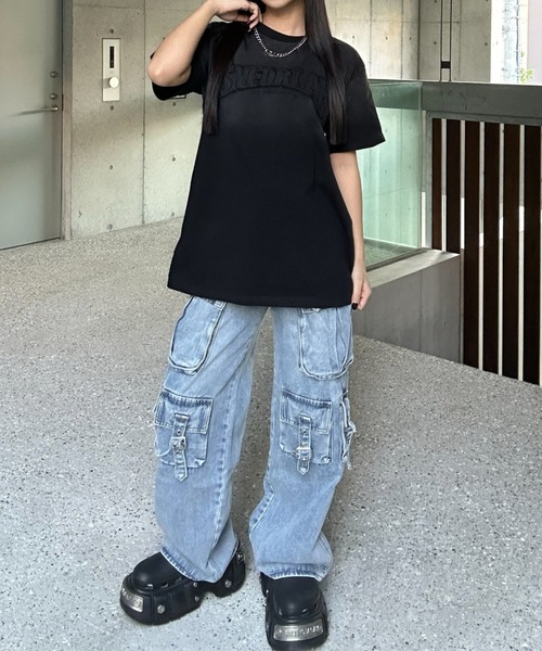 KsG(ケーエスジー)の「ベルトデザインカーゴパンツ(デニムパンツ・レディース・ブラック/ブルー・SMALL/MEDIUM/LARGE)」の16枚目の写真