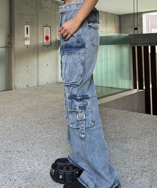 ベルトデザインカーゴパンツ（デニムパンツ）｜KsG