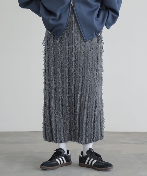 n'OrLABEL（ノアールレーベル）の「『フリンジニットナロースカート』（スカート・レディース・グレー/ブラック・2/1）」の8枚目の写真