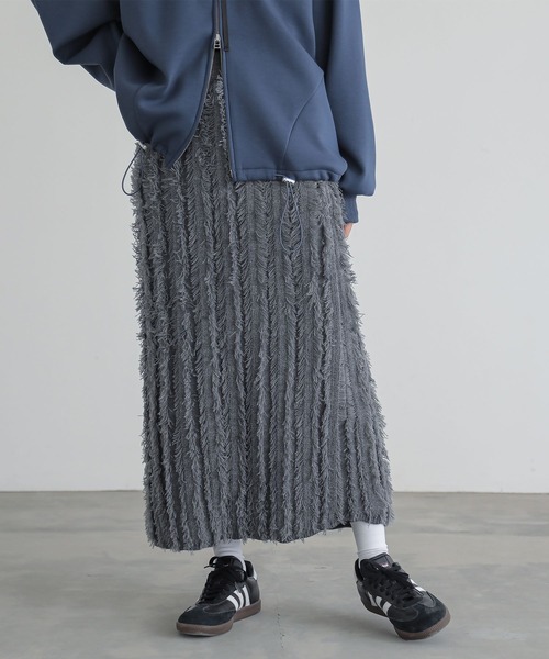 n'OrLABEL（ノアールレーベル）の「『フリンジニットナロースカート』（スカート・レディース・グレー/ブラック・2/1）」の9枚目の写真