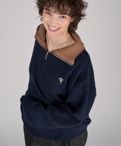HALF-ZIP BICOLOR KNIT / ハーフジップバイカラーニット（ニット