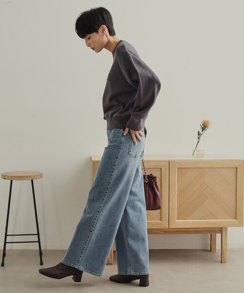 OPAQUE.CLIP（オペークドットクリップ）の「《SS-LLsize》ストレッチバギーデニム【洗濯機洗い可】（デニムパンツ・レディース・ネイビー/ホワイト/ブルー・38/40/36/34/42）」の21枚目の写真