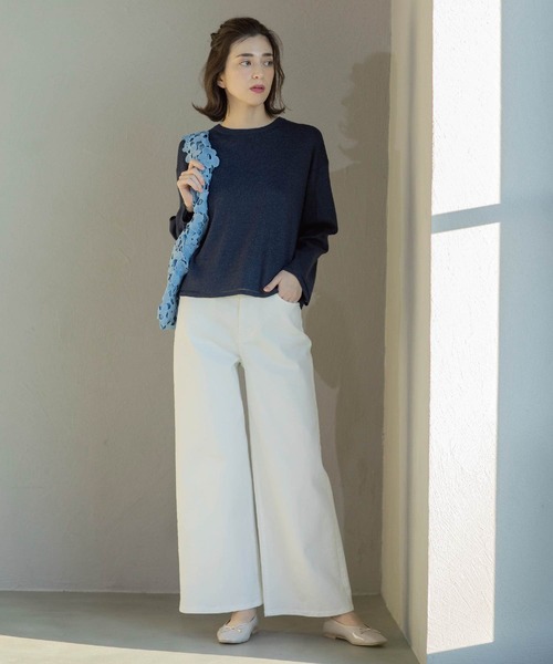 OPAQUE.CLIP（オペークドットクリップ）の「《SS-LLsize》ストレッチバギーデニム【洗濯機洗い可】（デニムパンツ・レディース・ネイビー/ホワイト/ブルー・38/40/36/34/42）」の18枚目の写真