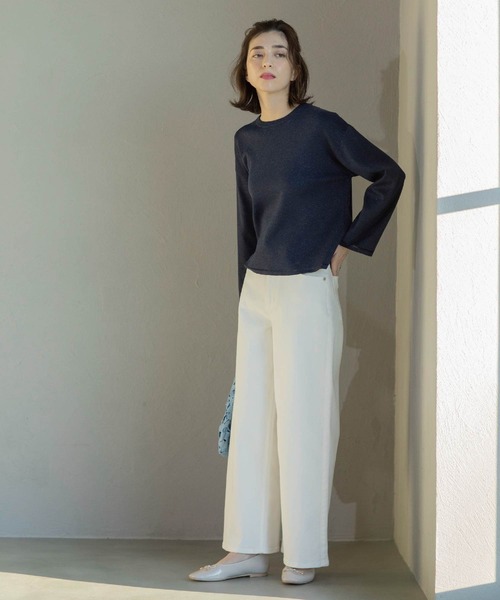 OPAQUE.CLIP（オペークドットクリップ）の「《SS-LLsize》ストレッチバギーデニム【洗濯機洗い可】（デニムパンツ・レディース・ネイビー/ホワイト/ブルー・38/40/36/34/42）」の4枚目の写真