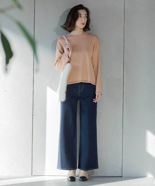 OPAQUE.CLIP（オペークドットクリップ）の「《SS-LLsize》ストレッチバギーデニム【洗濯機洗い可】（デニムパンツ・レディース・ネイビー/ホワイト/ブルー・38/40/36/34/42）」の10枚目の写真