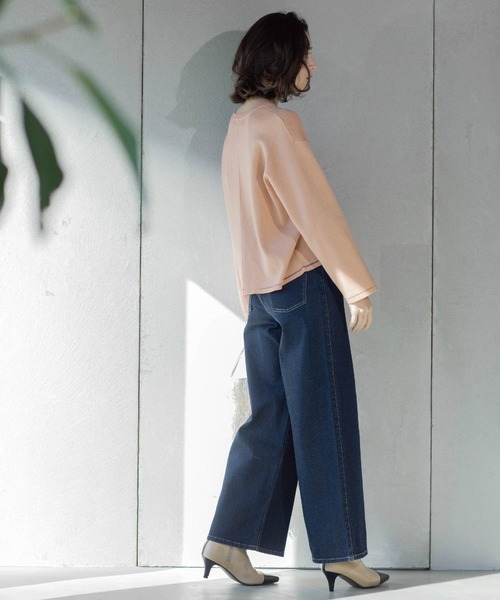 OPAQUE.CLIP（オペークドットクリップ）の「《SS-LLsize》ストレッチバギーデニム【洗濯機洗い可】（デニムパンツ・レディース・ネイビー/ホワイト/ブルー・38/40/36/34/42）」の13枚目の写真