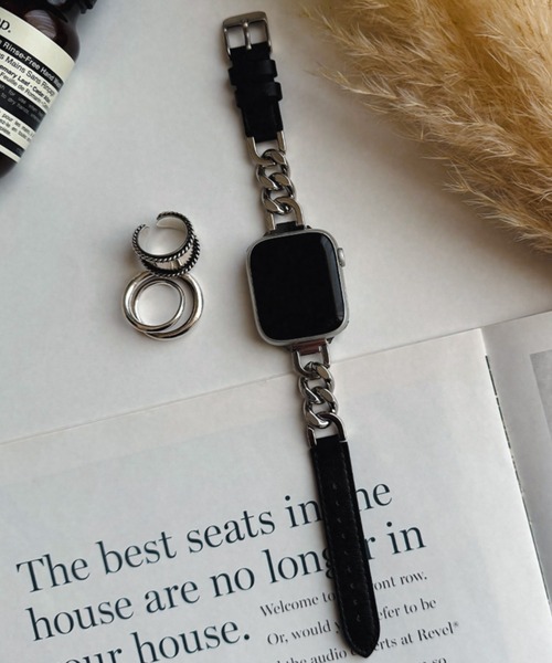 Bellezza Calma(ベレッツァカルマ)の「Leather Chain Band for Apple Watch バンド ベルト 本革 チェーン 異素材 41/40/38/42(S10)mm(デジタル腕時計・レディース・ブラック/グレイッシュベージュ/ブラウン・ONE SIZE)」の12枚目の写真