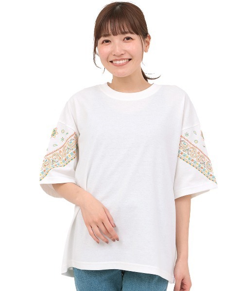 チチカカ（チチカカ）の「バンダナスリーブ刺繍Ｔシャツ（Tシャツ/カットソー・レディース・ホワイト/ブラック/イエロー・FREE）」の17枚目の写真