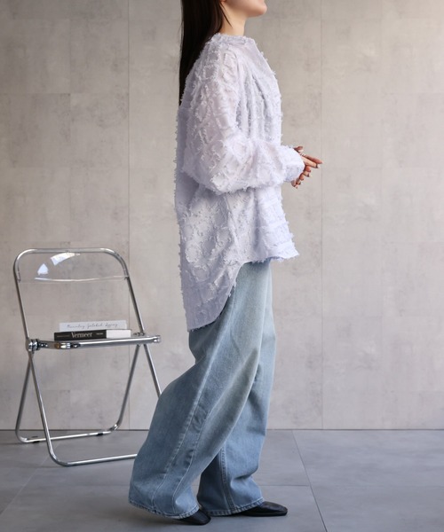 ap retro(アプレトロ)の「フリンジジャガードシャツ / オーバーサイズシャツ /羽織(シャツ/ブラウス・レディース・ホワイト/キャメル/ベージュ・FREE)」の19枚目の写真