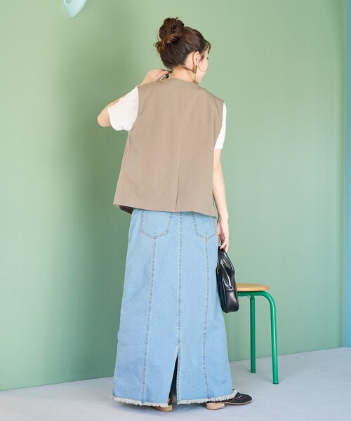 セール】限定展開 デニム 切り替え ロングスカート（デニム