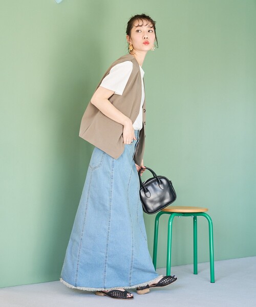 セール】限定展開 デニム 切り替え ロングスカート（デニム