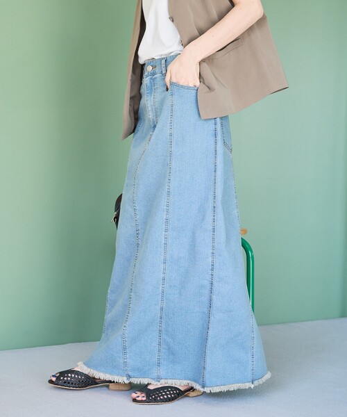 FREAK'S STORE(フリークスストア)の「限定展開 デニム 切り替え ロングスカート(デニムスカート・レディース・グレー/ブルー/サックスブルー/ネイビー・SMALL/MEDIUM)」の13枚目の写真