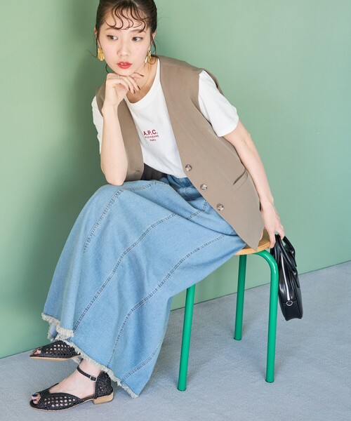 FREAK'S STORE(フリークスストア)の「限定展開 デニム 切り替え ロングスカート(デニムスカート・レディース・グレー/ブルー/サックスブルー/ネイビー・SMALL/MEDIUM)」の16枚目の写真