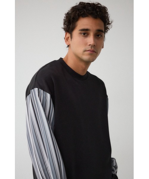 AZUL by moussy（アズールバイマウジー）の「シャツレイヤードポンチトップス　異素材　ドッキング（シャツ/ブラウス・メンズ・ベージュ系その他/グレー系その他/ブラック系その他・LARGE/MEDIUM）」の4枚目の写真