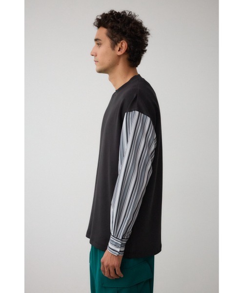 AZUL by moussy（アズールバイマウジー）の「シャツレイヤードポンチトップス　異素材　ドッキング（シャツ/ブラウス・メンズ・ベージュ系その他/グレー系その他/ブラック系その他・LARGE/MEDIUM）」の8枚目の写真