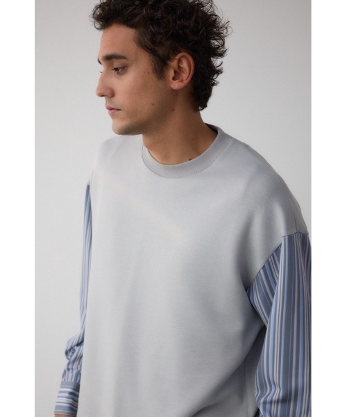 AZUL by moussy（アズールバイマウジー）の「シャツレイヤードポンチトップス　異素材　ドッキング（シャツ/ブラウス・メンズ・ベージュ系その他/グレー系その他/ブラック系その他・LARGE/MEDIUM）」の15枚目の写真