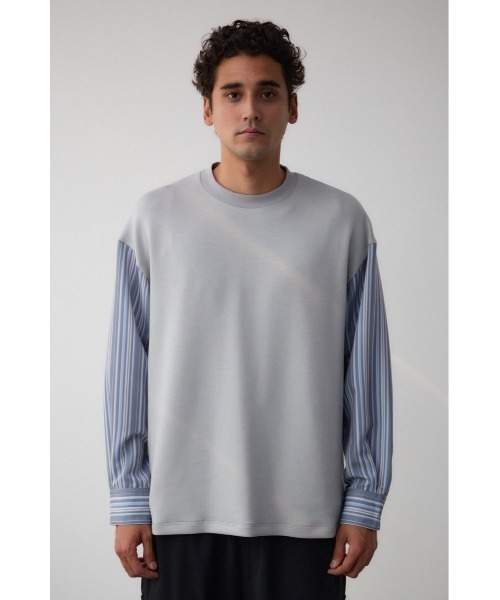 AZUL by moussy（アズールバイマウジー）の「シャツレイヤードポンチトップス　異素材　ドッキング（シャツ/ブラウス・メンズ・ベージュ系その他/グレー系その他/ブラック系その他・LARGE/MEDIUM）」の18枚目の写真