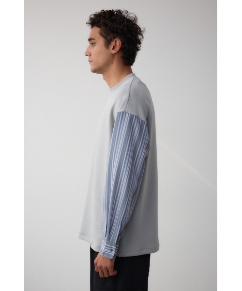 AZUL by moussy（アズールバイマウジー）の「シャツレイヤードポンチトップス　異素材　ドッキング（シャツ/ブラウス・メンズ・ベージュ系その他/グレー系その他/ブラック系その他・LARGE/MEDIUM）」の19枚目の写真