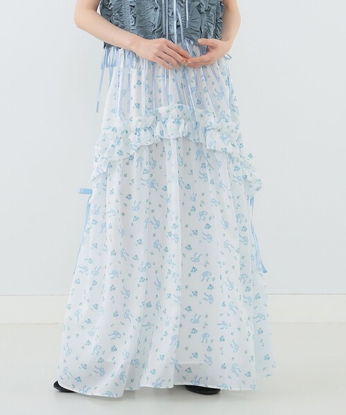 CAROLINA GLASER（カロリナ グレイサー）の「フラワーリボン スカート（スカート・レディース・ピンク/サックスブルー・MEDIUM/SMALL）」の5枚目の写真