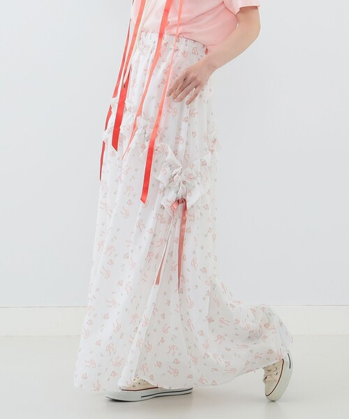 CAROLINA GLASER（カロリナ グレイサー）の「フラワーリボン スカート（スカート・レディース・ピンク/サックスブルー・MEDIUM/SMALL）」の6枚目の写真