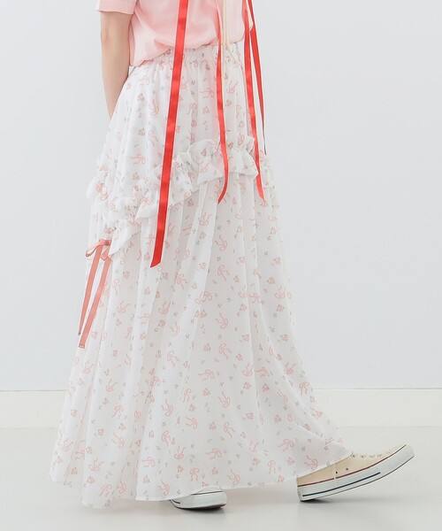 CAROLINA GLASER（カロリナ グレイサー）の「フラワーリボン スカート（スカート・レディース・ピンク/サックスブルー・MEDIUM/SMALL）」の7枚目の写真