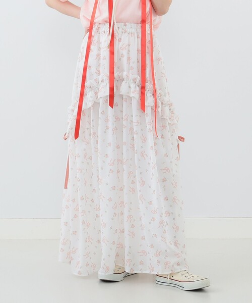 CAROLINA GLASER（カロリナ グレイサー）の「フラワーリボン スカート（スカート・レディース・ピンク/サックスブルー・MEDIUM/SMALL）」の8枚目の写真