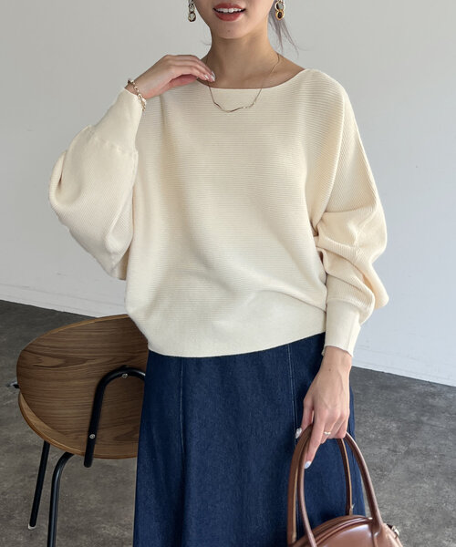 Chez toi(シェトワ)の「横リブドルマンプルオーバー(ニット/セーター・レディース・ブラック/ピンク/ブルー/アイボリー・FREE)」の19枚目の写真