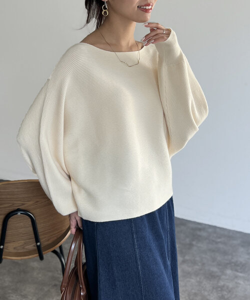 Chez toi(シェトワ)の「横リブドルマンプルオーバー(ニット/セーター・レディース・ブラック/ピンク/ブルー/アイボリー・FREE)」の21枚目の写真