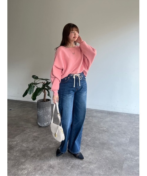 Chez toi(シェトワ)の「横リブドルマンプルオーバー(ニット/セーター・レディース・ブラック/ピンク/ブルー/アイボリー・FREE)」の14枚目の写真