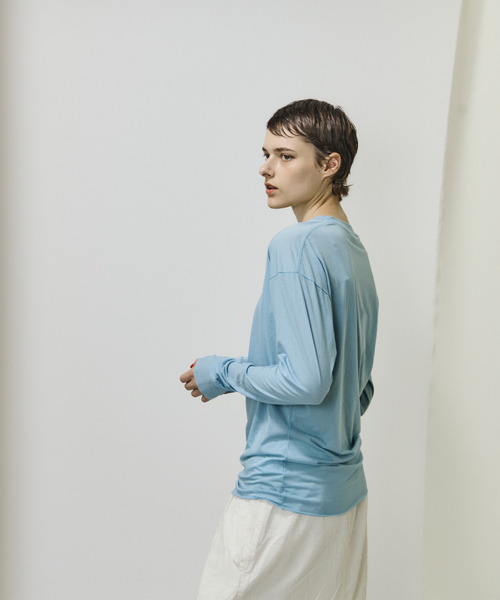 UNFIL(アンフィル)の「unfil アンフィル / twisted cotton sheer jersey long sleeve Tee ツイストコットンシアージャージーロングスリーブTシャツ / WVSP-UW113(Tシャツ/カットソー・レディース・ライトピンク/ライトブルー/ネイビー・1)」の4枚目の写真