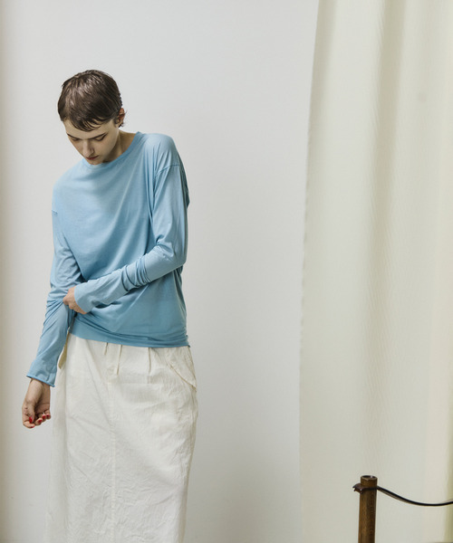 UNFIL(アンフィル)の「unfil アンフィル / twisted cotton sheer jersey long sleeve Tee ツイストコットンシアージャージーロングスリーブTシャツ / WVSP-UW113(Tシャツ/カットソー・レディース・ライトピンク/ライトブルー/ネイビー・1)」の9枚目の写真