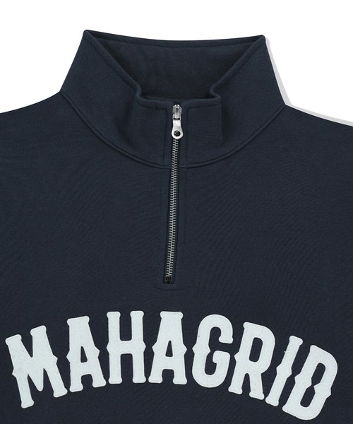 MAHAGRID(マハグリッド)の「『mahagrid/マハグリッド』 ARCH LOGO APPLIQUE HALF ZIP-UP SWEATSHIRT/アーチロゴアプリケーハーフZIPUPスウェット(スウェット・レディース・ライトグレー/ネイビー/パープル・M/L)」の15枚目の写真