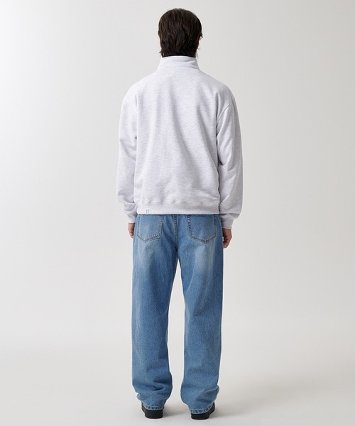 MAHAGRID(マハグリッド)の「『mahagrid/マハグリッド』 ARCH LOGO APPLIQUE HALF ZIP-UP SWEATSHIRT/アーチロゴアプリケーハーフZIPUPスウェット(スウェット・レディース・ライトグレー/ネイビー/パープル・M/L)」の6枚目の写真