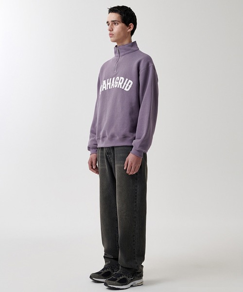 MAHAGRID(マハグリッド)の「『mahagrid/マハグリッド』 ARCH LOGO APPLIQUE HALF ZIP-UP SWEATSHIRT/アーチロゴアプリケーハーフZIPUPスウェット(スウェット・レディース・ライトグレー/ネイビー/パープル・M/L)」の19枚目の写真