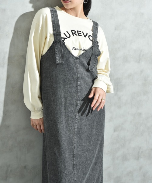 INTERPLANET(インタープラネット)の「ベルトデニムジャンスカ(ワンピース・レディース・ブルー/ブラック・FREE)」の2枚目の写真