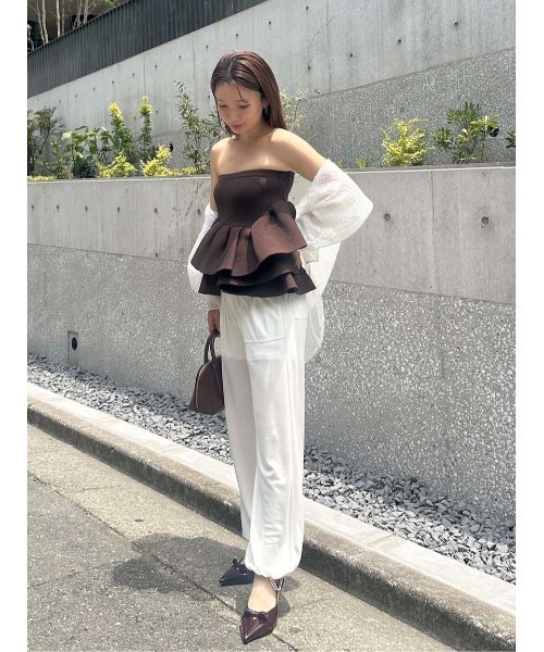 セール】ラッフルニットベアトップ（ニット/セーター）｜styling