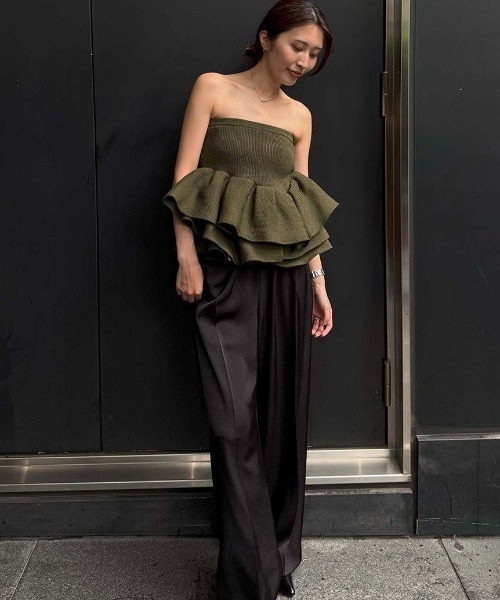 Styling ラッフルニットベアトップ ラッフルニットベアトップ（ニット/セーター）｜styling